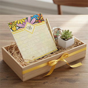 Funky daisies monogram notepad