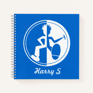 Funky dancer white on blue graphic custom notebook