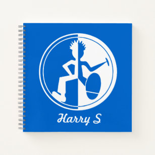 Funky dancer white on blue graphic custom notebook