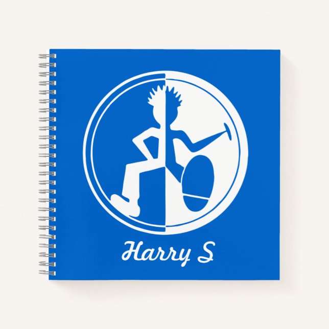 Funky dancer white on blue graphic custom notebook (Front)