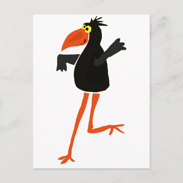 Funky Dancing Crow Cartoon Postcard (Front)