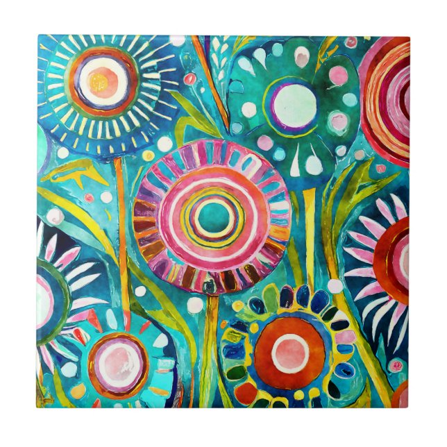 Funky Dandelions Tile (Front)