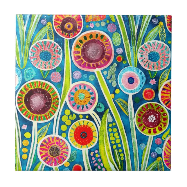 Funky Dandelions Tile (Front)