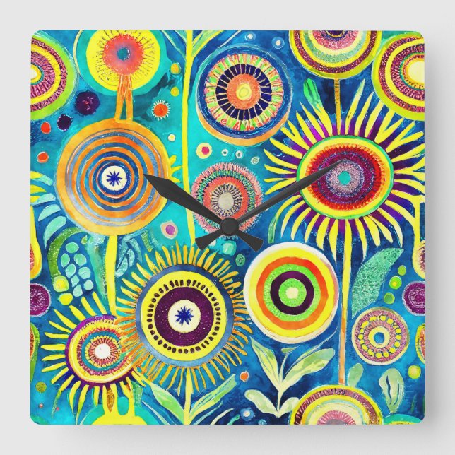 Funky Dandelions Wall Clock (Front)