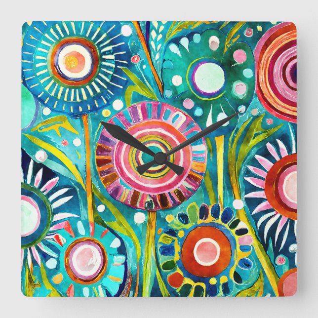 Funky Dandelions Wall Clock (Front)