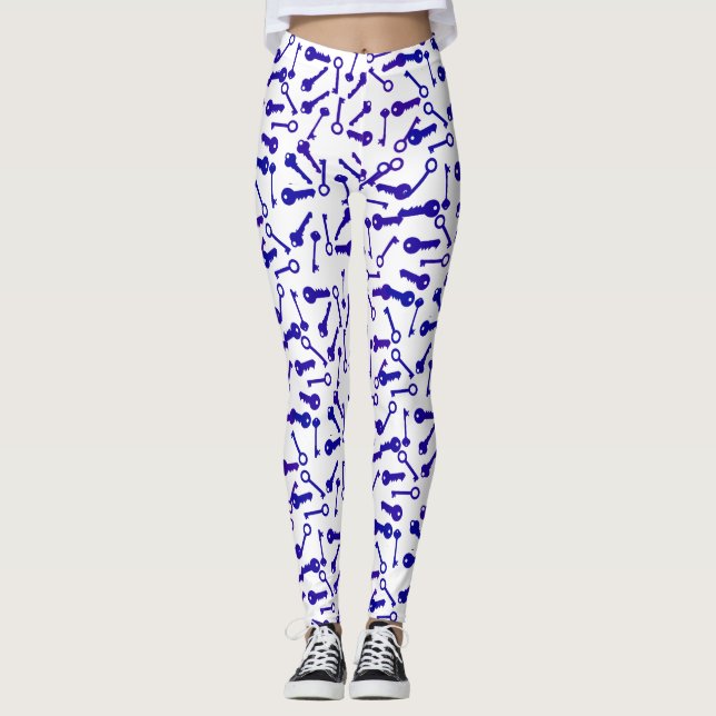Funky Different Key Shapes Pattern Leggings (Front)