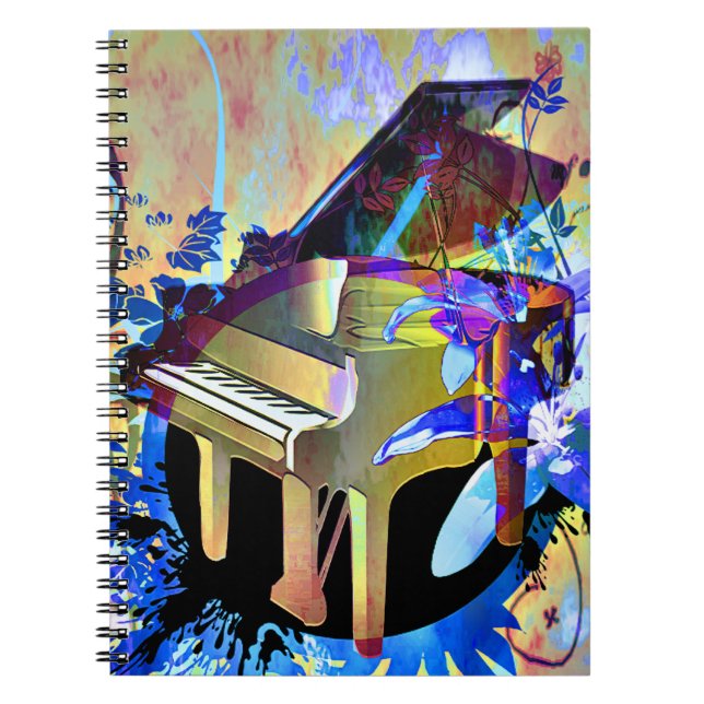 Funky Digitally Coloured Piano Notebook (Front)