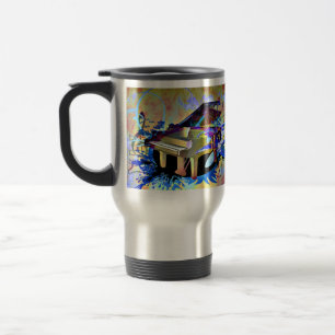 Funky Digitally Coloured Piano Travel Mug
