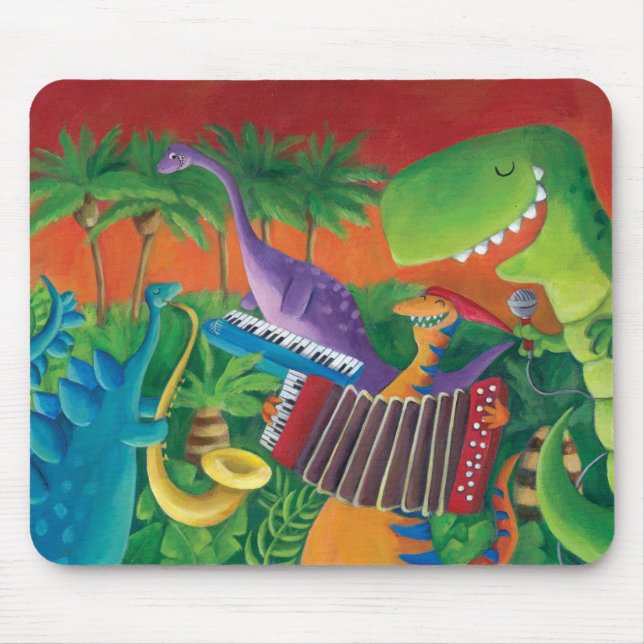 Funky Dinosaur Band Mouse Mat (Front)