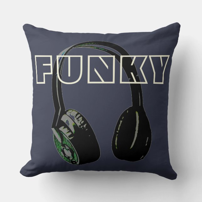 Funky Disco Headphone Music Entertainment Retro Cushion (Front)