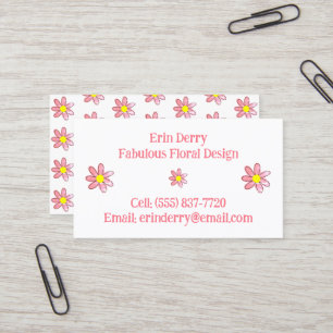 Funky Distressed Pink Flowers Business Cards