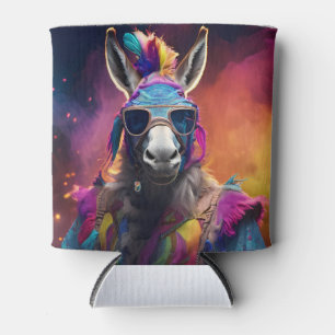 Funky Donkey Blue Glasses  Can Cooler