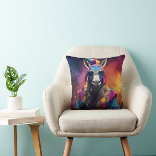 Funky Donkey Blue Glasses Cushion
