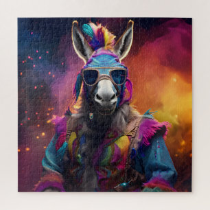 Funky Donkey Blue Glasses  Jigsaw Puzzle