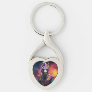 Funky Donkey Blue Glasses  Key Ring