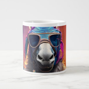 Funky Donkey Blue Glasses Large Coffee Mug
