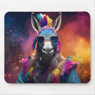 Funky Donkey Blue Glasses  Mouse Mat