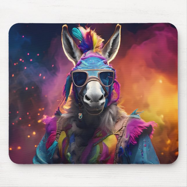 Funky Donkey Blue Glasses  Mouse Mat (Front)