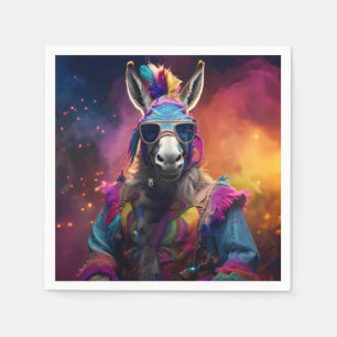 Funky Donkey Blue Glasses Napkin