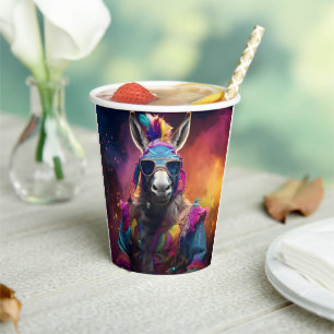 Funky Donkey Blue Glasses Paper Cups