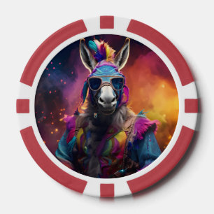 Funky Donkey Blue Glasses  Poker Chips
