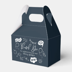 Funky Doodle Graduation Party Navy Blue Favour Box