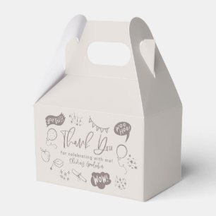 Funky Doodle Graduation Party Sandy Beige Favour Box