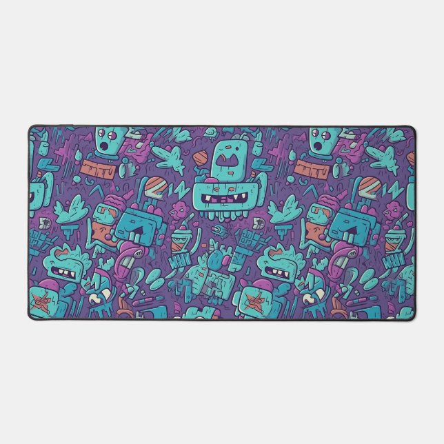 Funky Doodle Monster Party Desk Mat (Front)