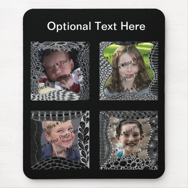 Funky Doodle Picture Frame Collage Mouse Mat (Front)
