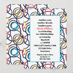 Funky Doodles 30th Birthday Party Invitation