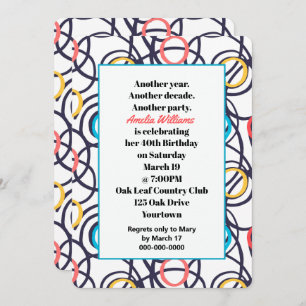 Funky Doodles 40th Birthday Party  Invitation