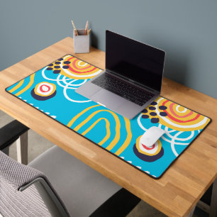 Funky Doodles On Aqua Desk Mat
