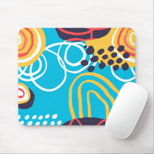 Funky Doodles On Aqua Mouse Mat