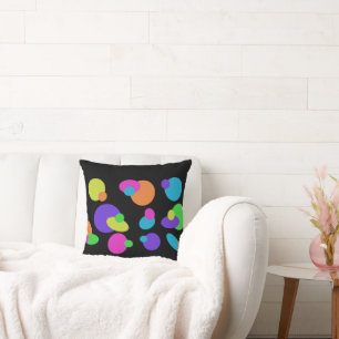Funky Dot Black Throw Pillow