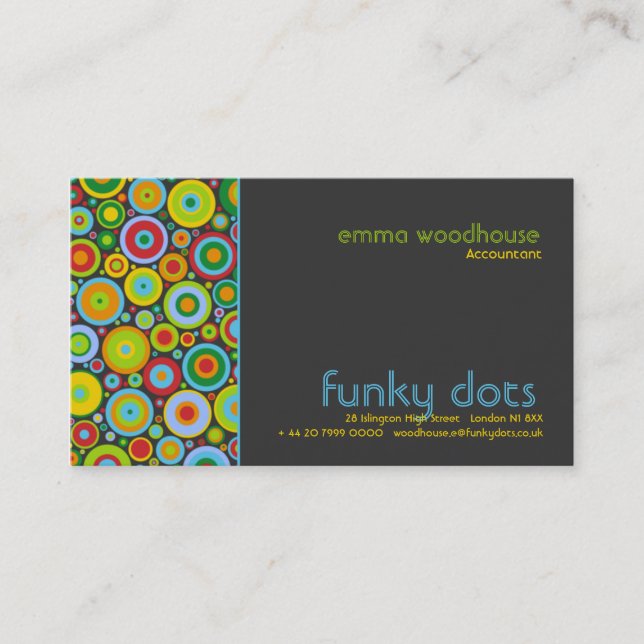Funky Dots Dark Grey Business Card (Front)
