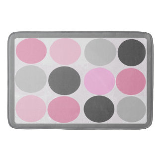 Funky Dots /Pink Charcoal Grey Fuzzy Bath Mat