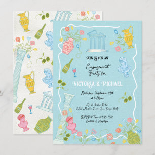 Funky Drawn Italian Greek Mediterraneann Party Invitation