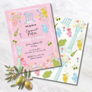 Funky Drawn Italian Greek Mediterraneann Party Invitation