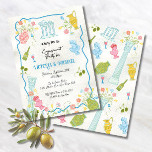 Funky Drawn Italian Greek Mediterraneann Party Invitation