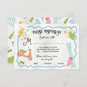Funky Drawn Italian Mediterranean Greek RSVP Cards