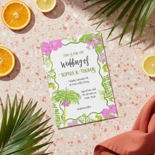 Funky Drawn Tropical Floral Wedding Invitation