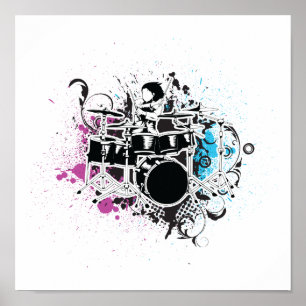 funky drummer vector design poster
