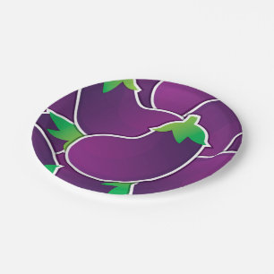 Funky eggplant paper plate