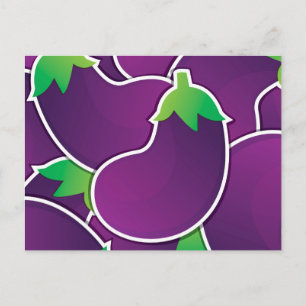Funky eggplant postcard