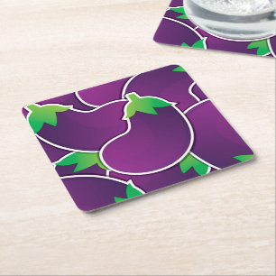 Funky eggplant square paper coaster
