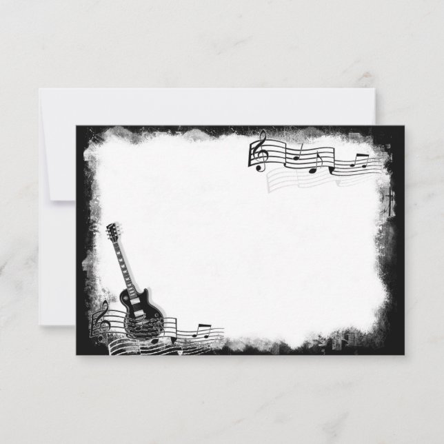 Funky Electric Guitar Flat Thank You Note Note Card (Front)
