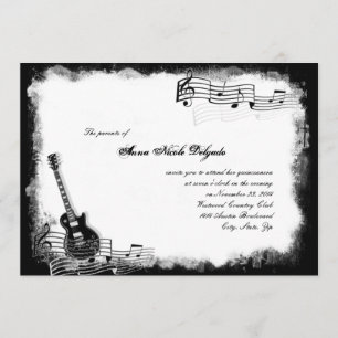 Funky Electric Guitar Music Quinceanera Invitation