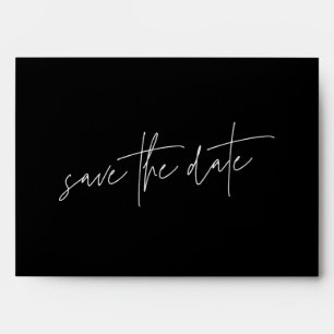 Funky Elegant Mod   Black on White Save The Date   Envelope
