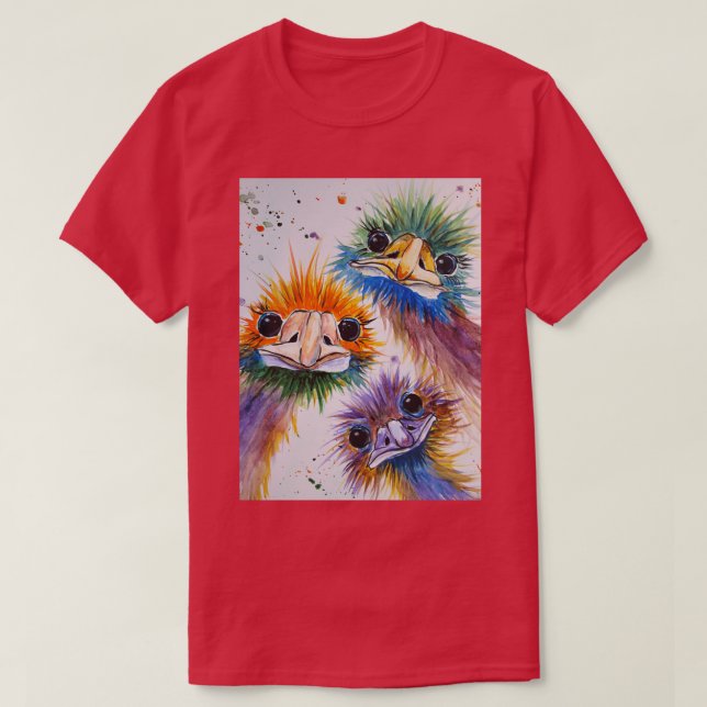 Funky Emu Bird Trio T-Shirt (Design Front)