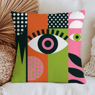 Funky Evil Eye Design RETRO Aesthetic Abstract Cushion